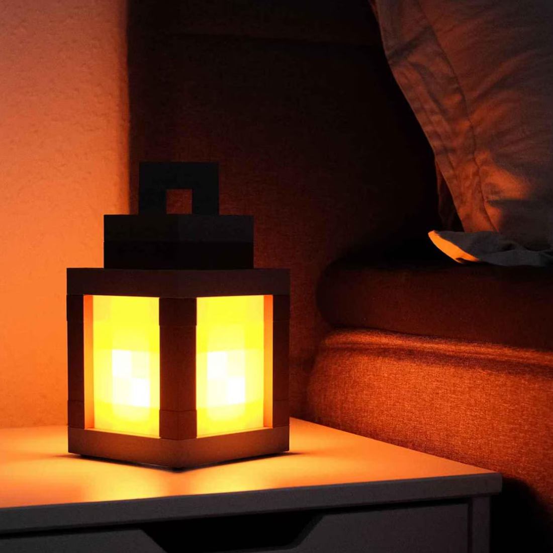 Geometric Pixel Lantern LED Table Light, Multi-Color Ambient Night Lamp For Desktop Decor And Children's Bedrooms
